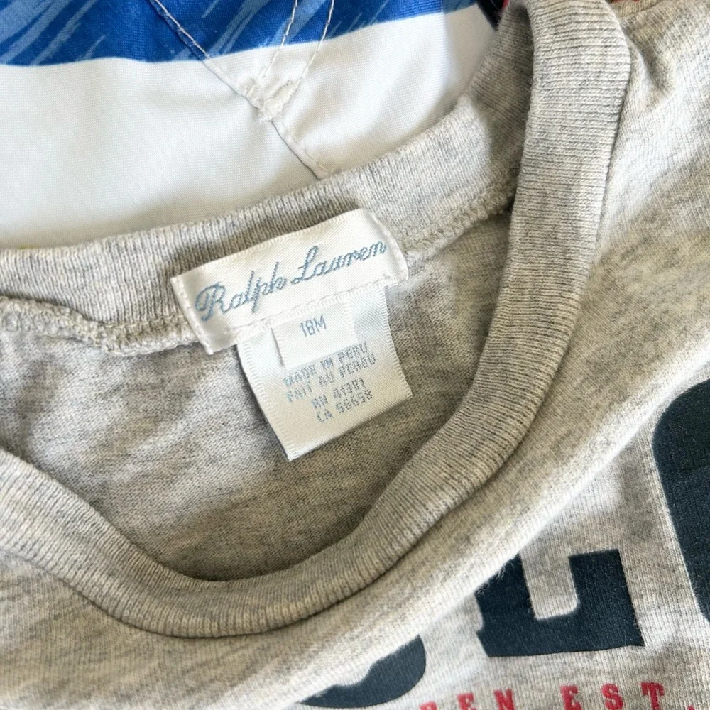 Ralph Lauren Baby 18 Months Kids Logo Heather Gray Cotton Tee